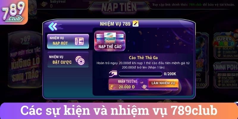 Các sự kiện và nhiệm vụ 789club